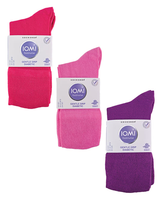 IOMI - Set van 6 bamboesokken voor diabeten voor dames - Roze - Image 2