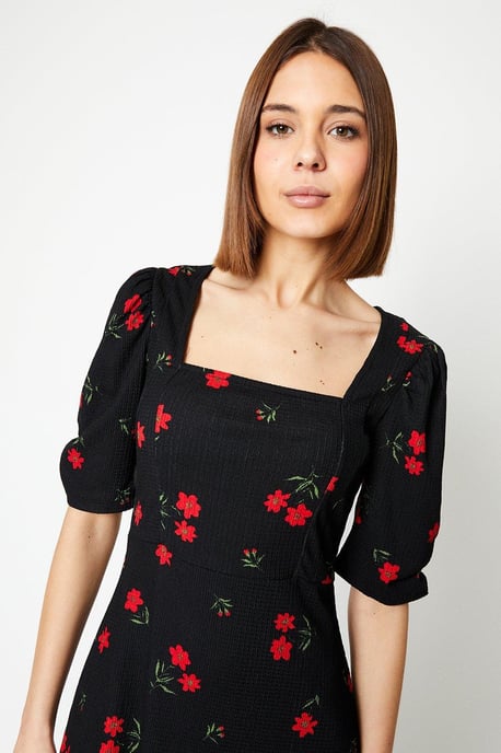 Floral Seamed Midi Dress