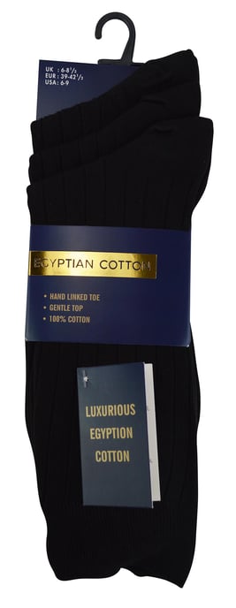 Set van 6 herensokken van 100% naadloos Egyptisch katoen - Zwart - Image 2
