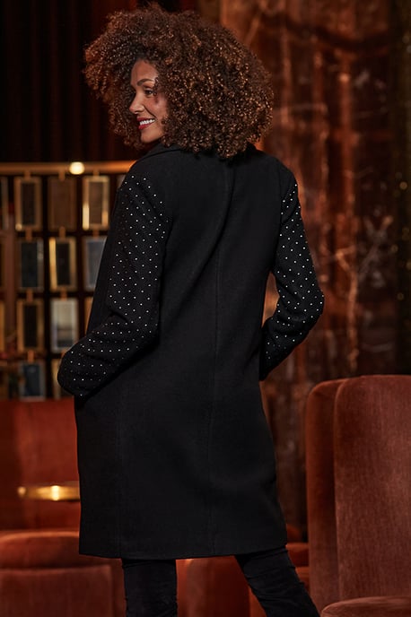 Black Stud Sleeve Detail Formal Coat