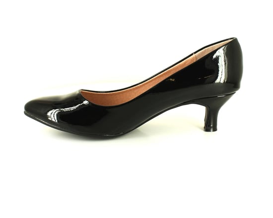 Nieuwe zwarte lakleer dames/dames pumps met brede pasvorm en kittenhak - Image 3
