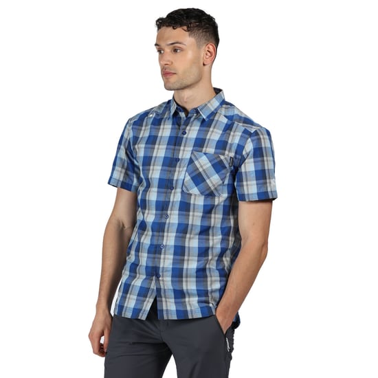 Regatta Heren Kalambo V Korte Mouwen Geruit Shirt (Nautisch Blauw) - Image 3