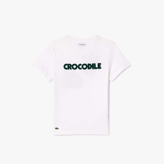 Lacoste Juniors Katoenen T-shirt met krokodillenprint voor jongens in wit - Image 1