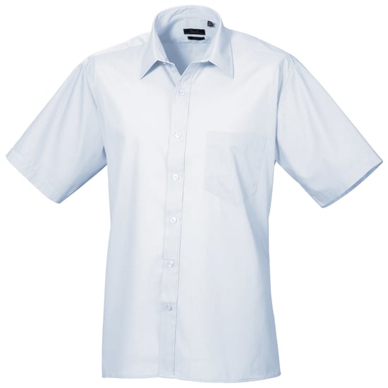 Premier Heren Korte Mouw Formele Poplin Gewoon Werk Shirt (Lichtblauw) - Image 1