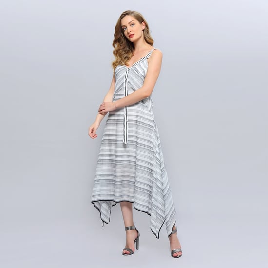 Diagonale strepen strappy midi jurk - Image 5
