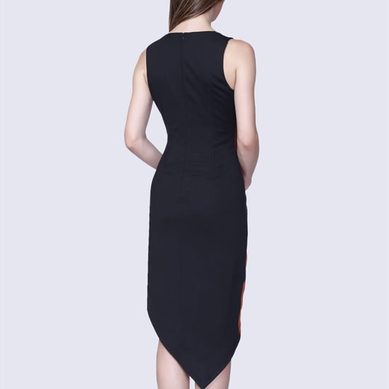 Asymmetrical dress with geometric print