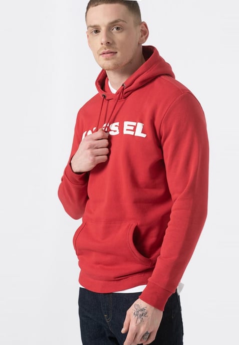 Diesel S Agnes BRO Heren Sweat Hoodie in Rood - Image 3