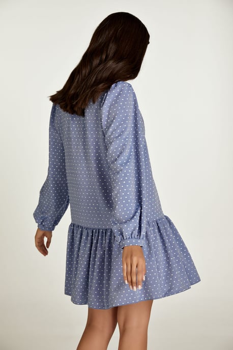 Denim stijl geborduurde jurk met knopen - Image 3