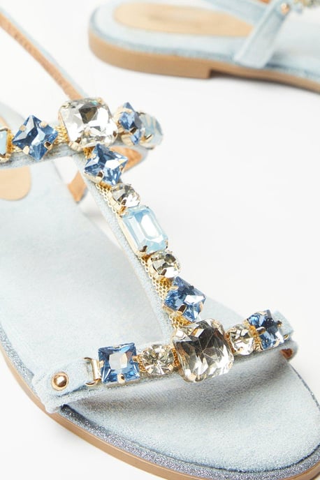 Filly Jewelled T Bar Flat Sandals