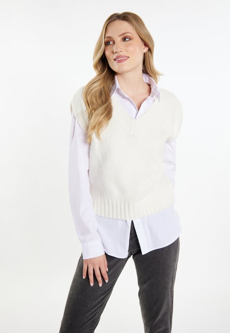 Dreimaster Slipover Dames wolwit - Image 3