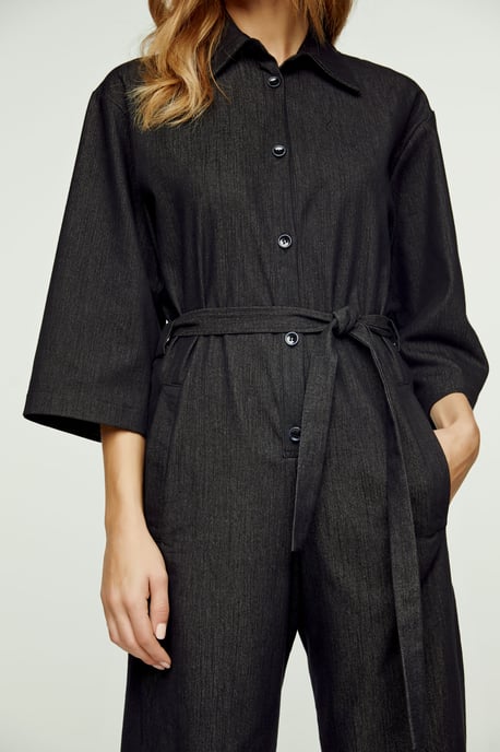 Dark Grey Denim Jumpsuit