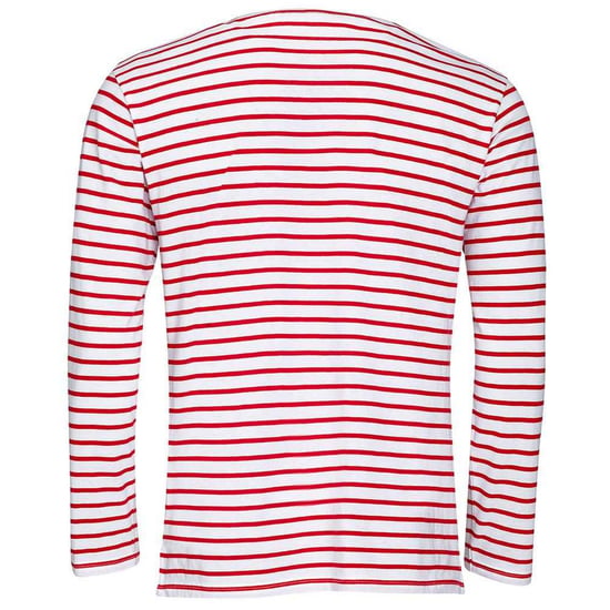 SOLS Heren Marine Gestreept T-shirt met Lange Mouwen (Wit/rood) - Image 2