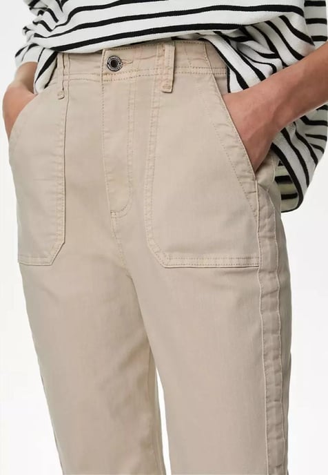 M&S Collection Dames Katoenmix Slim Fit Enkel Grazer Joggers Zand - Image 3