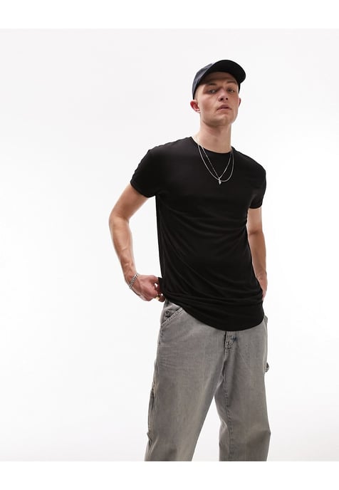 Topman longline t-shirt in black