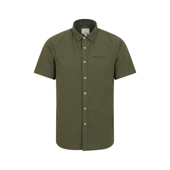Mountain Warehouse Heren Kokosnoot Slub Overhemd met Korte Mouwen (Kaki Groen) - Image 1
