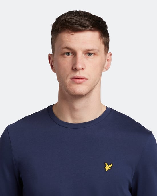 Lyle & Scott Gewoon T-shirt met lange mouwen in Marine - Image 4