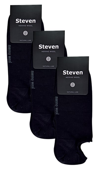 Steven - 3 Paar Heren Merino Wol Onzichtbare Sokken | Ademende Lichte Sokken - Zwart - Image 2