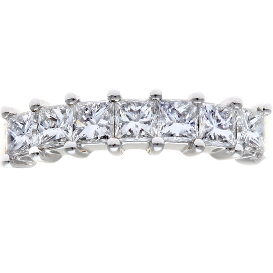 18ct Yellow & White Gold 1 Carat Certified J/I Princess Cut Diamond Eternity Ring