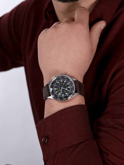 Bulova A-15 Piloot Heren Bruine Horloge 96A245 - Image 5
