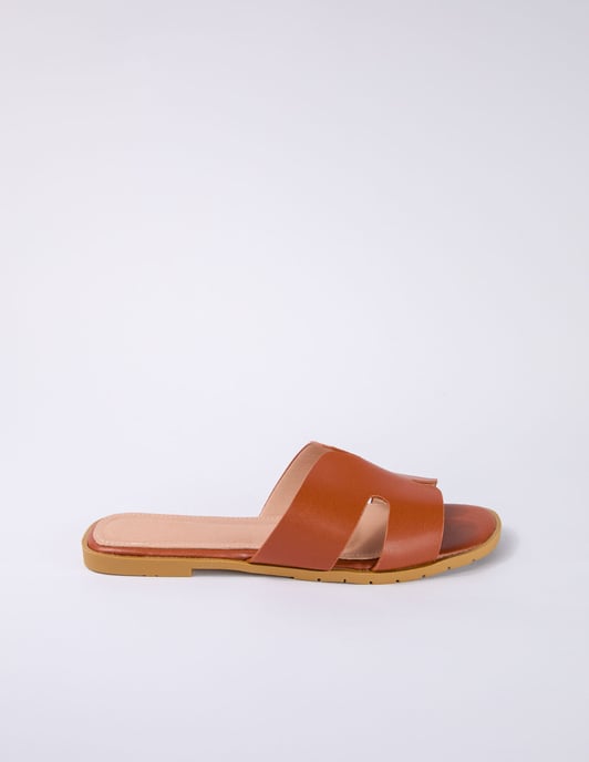 Textured Cross Front Flat Sandal
