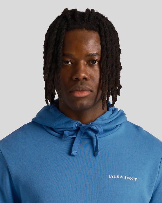 Lyle & Scott Loopback geborduurd logo blauwe pull-over hoodie - Image 4