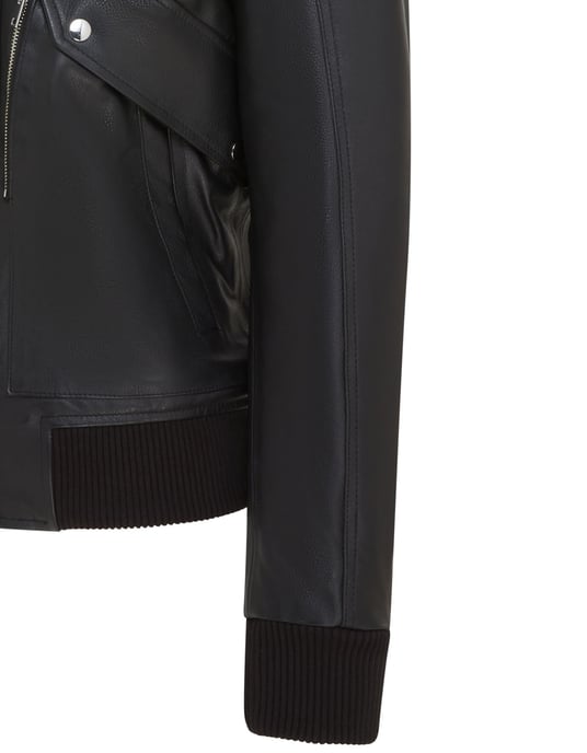 Mens Black Leather Cowhide Aviator Bomber Jacket  - Akhiok