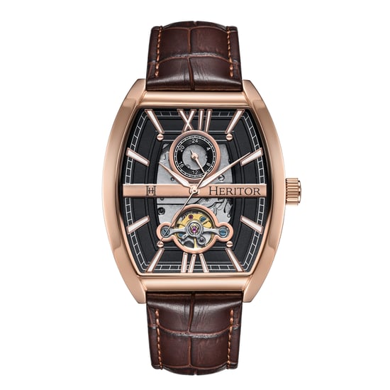 Heritor Automatische Masterson Semi-Skelet Veelzijdige Leren Band Horloge - Image 1