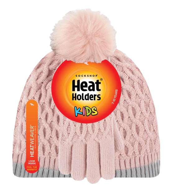 Heat Holders Meisjes Thermische Pom Pom Muts En Handschoenen - Schemerig Roze - Image 2
