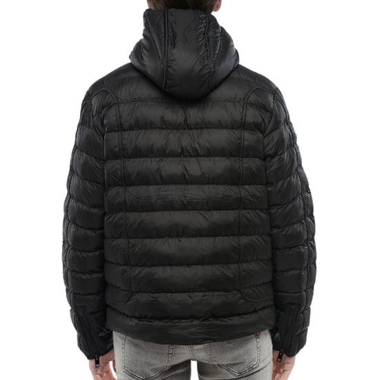 Diesel Plain Black Padded Hooded Jacket