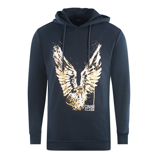 Cavalli Class Gouden Adelaar Logo Donkerblauwe Hoodie - Image 1
