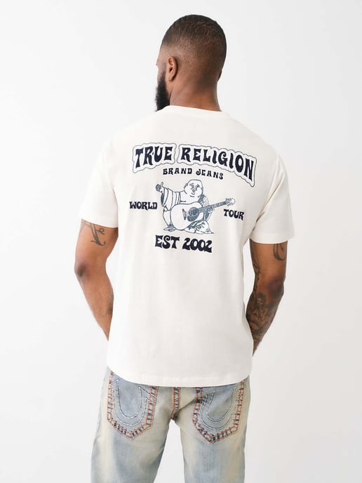 Short Sleeve Vintage Flock Tee in White