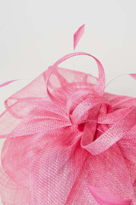 Coast Pink Fascinator 100 Percent Abaca Bow Feather Womens Formal Headpiece - Image 3