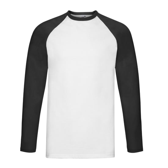 Fruit of the Loom Heren Contrast Honkbal T-shirt met lange mouwen (Wit/zwart) - Image 1