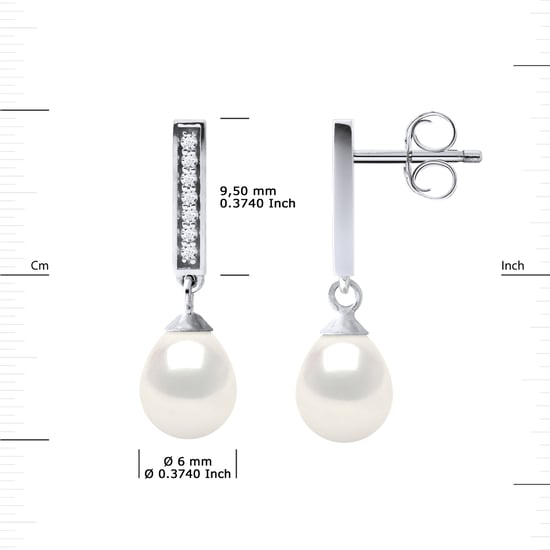 Earrings Dangle Freshwater Pearls 6-7mm White Pears Jewelery 925
