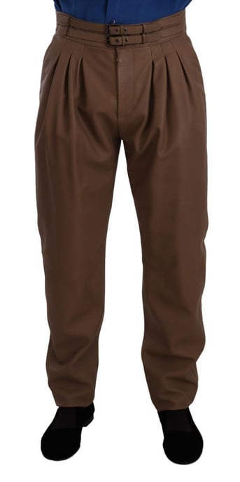 Leren Tapered Hoge Taille Broek - Image 1