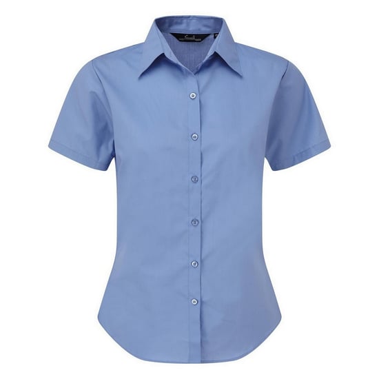 Premier Popeline blouse met korte mouwen / Gewoon werkoverhemd (Middenblauw) - Image 1
