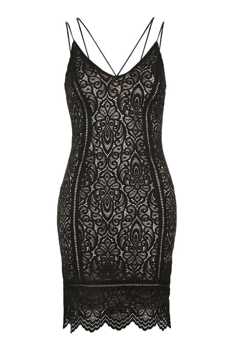 Lace Strappy Plunge Dress