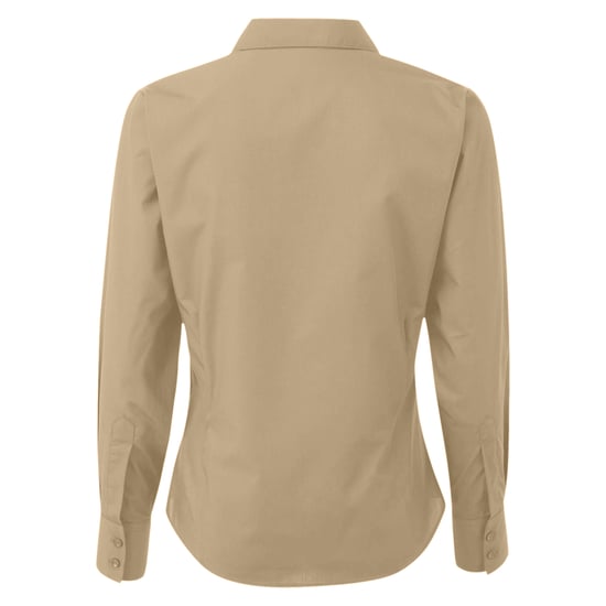 Premier Womens/Ladies Poplin Long Sleeve Blouse / Plain Work Shirt (Khaki)