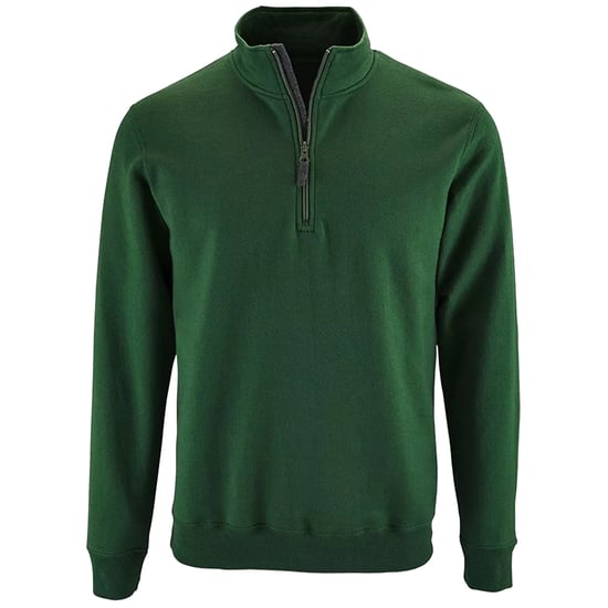 SOLS Heren Stan Contrast Zip Neck Sweatshirt (Fles groen) - Image 1
