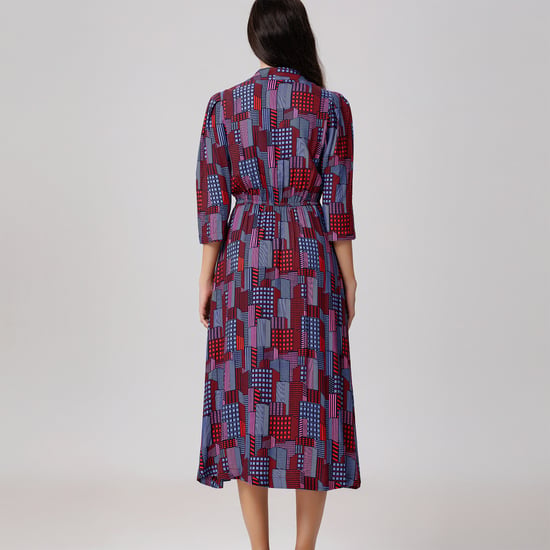Midi blouse-jurk met grafische print - Image 6