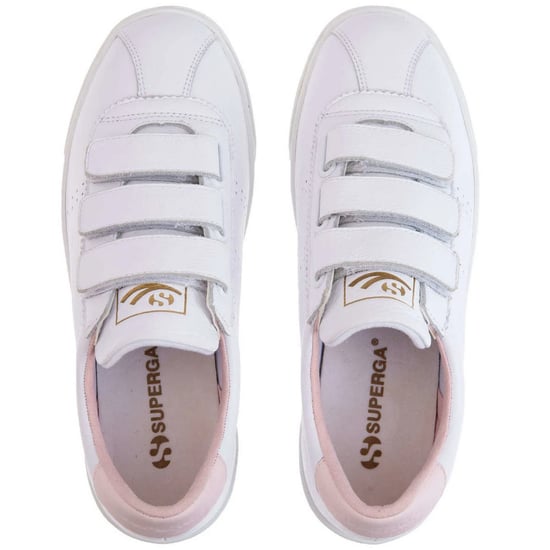 Superga Unisex 2870 Sport Club S Leather 3 Touch Fastening Trainers voor volwassenen (Wit/Lichtroze) - Image 4