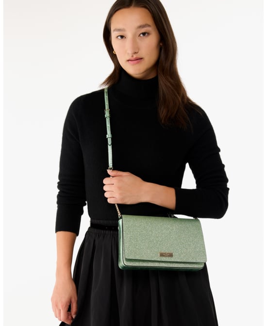 Kenzie Glitter Mixed Materials Small Chain Convertible Crossbody