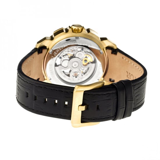 Heritor Automatic Conrad Skeleton Leather-Band Watch