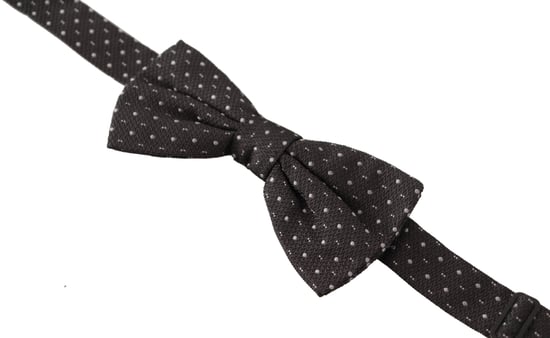 Dolce & Gabbana Gray Polka Dot 100% Silk Neck Papillon Men's Tie