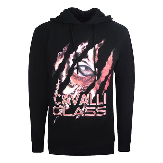 Cavalli Class Peeking Tiger Design zwarte hoodie - Image 1