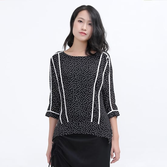 Polka dots witte trim chiffon blouse - Image 1