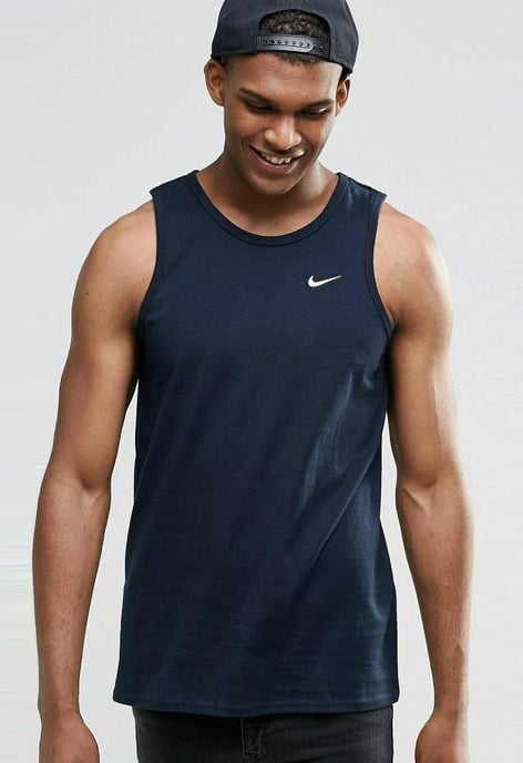 Nike geborduurde Swoosh heren tanktop met atletisch gymvest in marineblauw - Image 1