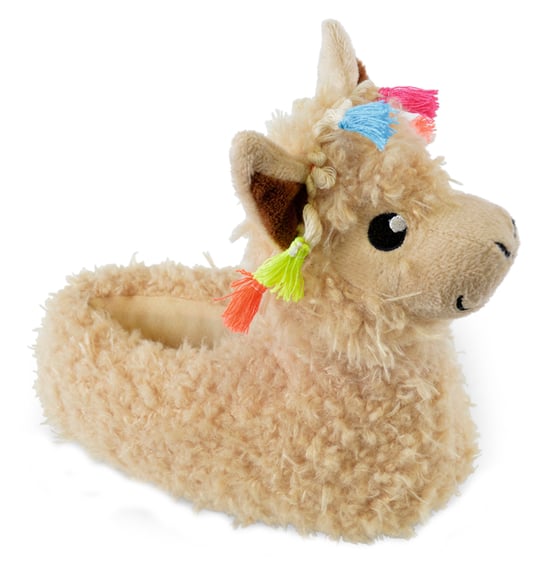 Kinderen / kinderen pluche 3d lama hoofd pantoffels - Beige - Image 2