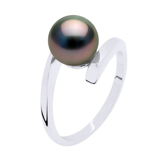 Ring Prestige Silver 925 Rhodium plated - Real Cultured Tahiti Pearl Round 7-8 mm