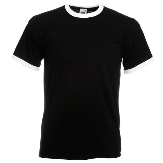 Fruit Of The Loom Heren Ringer T-shirt met korte mouwen (Zwart/Wit) - Image 1